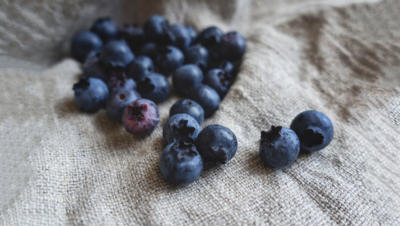 Blueberries on burlap